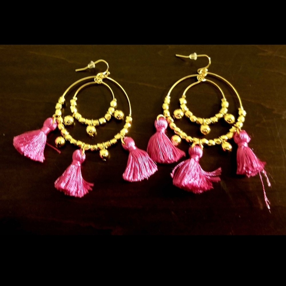 Pink Tassle Earrings